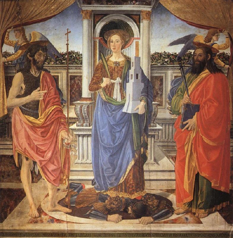 Cosimo Rosselli St.Barbara between SS.John the Baptist and Matthew China oil painting art